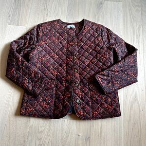 Quilted Snap Button Jacket Petite Medium Cottagecore Two Pockets Slight Puff